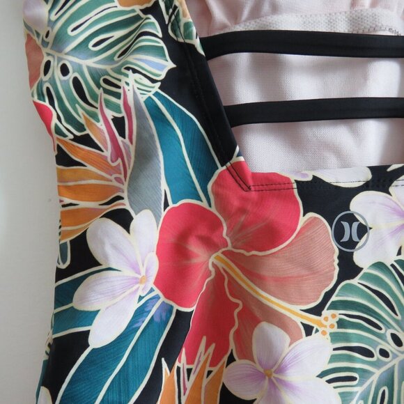 HURLEY Hawaiian Floral UPF 50+ Stretch Midweight One Piece Swimsuit - Size M - Picture 11 of 15